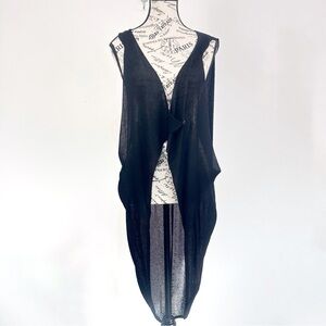 Sarah Pacini Black Sheer Sleeveless Duster / Cover-Up